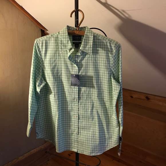 Chaps Classic No Iron Gingham Button Down, NWT, L - Picture 3 of 13